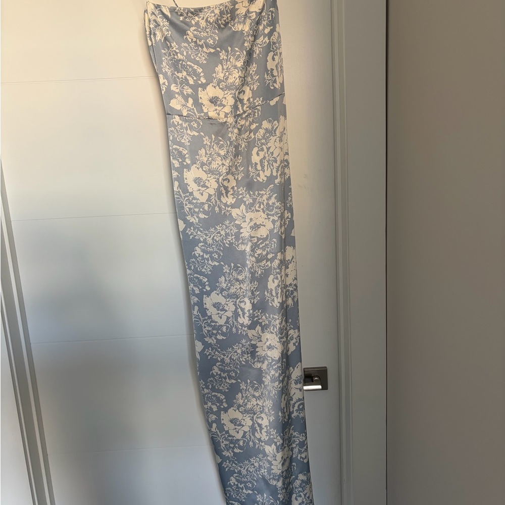 Reformation Frankie Silk Blue Floral Women's Dress - Picture 4 of 5